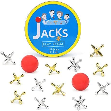 Jacks Game with Ball, Metal Jacks and Ball Set Games for Kids 8-12 ...