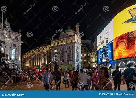 Piccadilly Circus Square at Night in London, England, UK Editorial Stock Image - Image of square ...