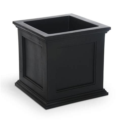 Mayne Fairfield 20 in. Square Self-Watering Black Polyethylene Planter 5825B - The Home Depot ...