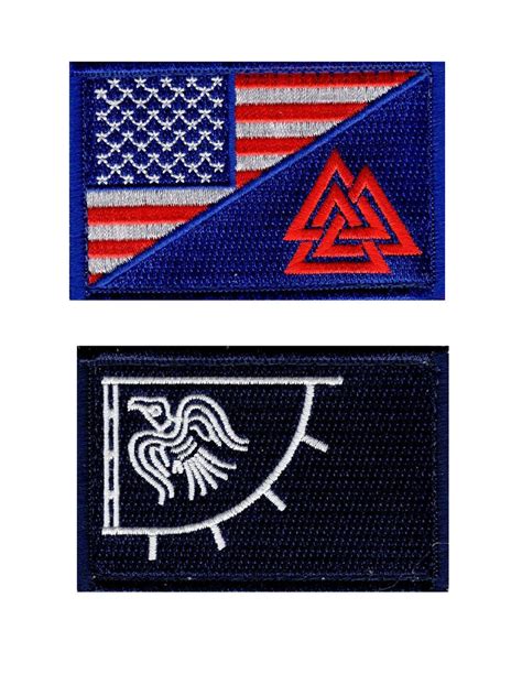 Odin's Raven Flag Valknut Triangle Viking 2pc Patch Bundle (Embroidere ...