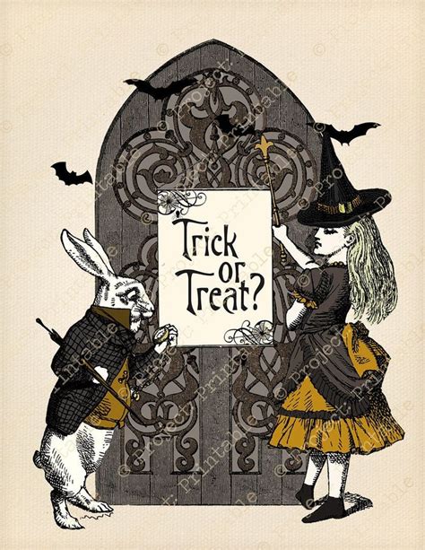 Alice in Wonderland Halloween Digital Graphics Trick Or Treat Clip Art Transfer Images Instant ...