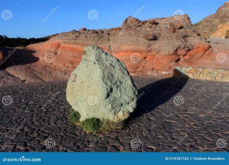 Volcanic Bomb Stone Once Erupted by Teide Volcano Stock Photo - Image ...