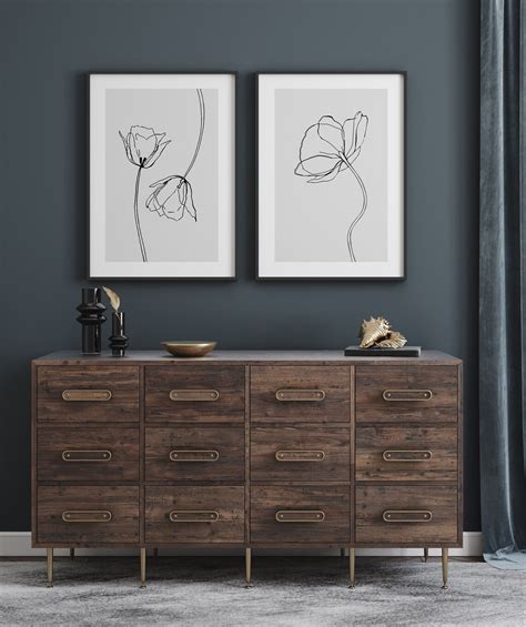 Grey Flower Line Drawing Abstract Line Art Grey Decor - Etsy