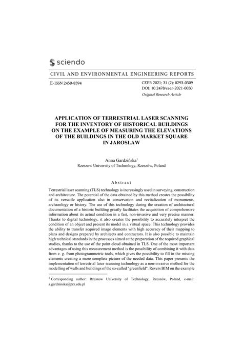 (PDF) Application of Terrestrial Laser Scanning for the Inventory of Historical Buildings on the ...