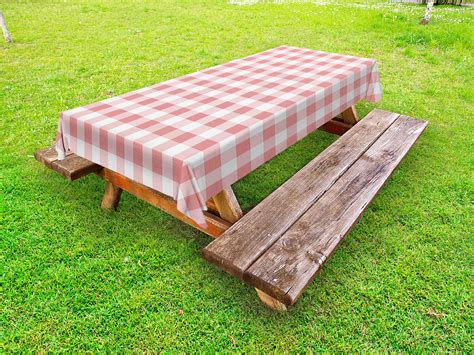 Checkered Outdoor Tablecloth, Picnic in Countryside Themed Gingham Pattern in Soft Colors Print ...