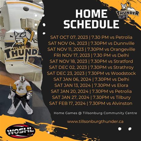 News: THUNDER HOME REG SEASON SCHEDULE RELEASED! - Tillsonburg Thunder