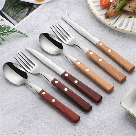 Stainless Steel & Wood Handle Cutlery Set – ubekeen