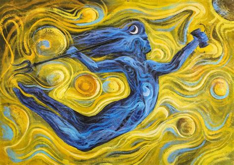 Buy Blue Abstract Shiva With Yellow Background - Abstract, Mythical ...