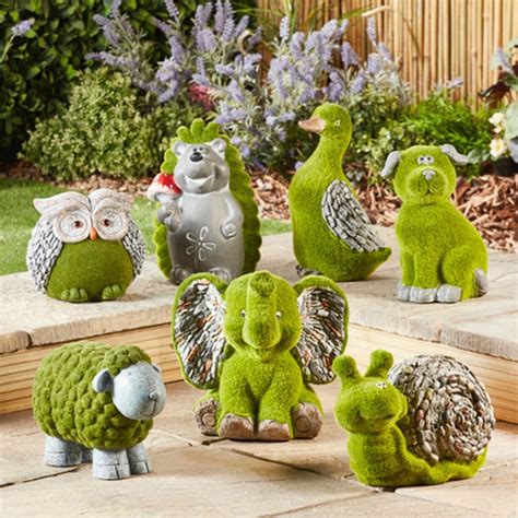 Large Flocked Hedgehog Garden Patio Ornament Grass Effect Animal Statue ...