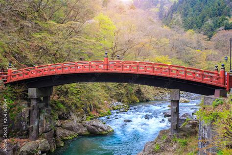 The Shinkyo Bridge stands in Japan. Stock Photo | Adobe Stock