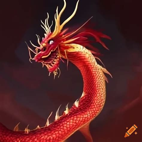 Chinese red dragon tail artwork on Craiyon