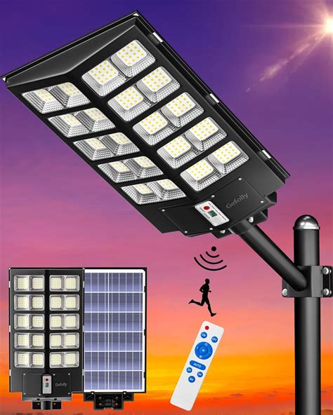 Gefolly 3200W Solar Street Lights Outdoor, 320000LM Commercial Parking Lot Light, 6500K Dusk to ...