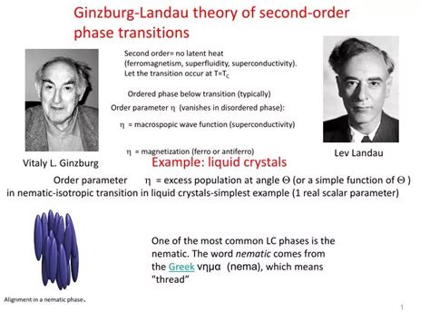 PPT - Ginzburg-Landau theory of second-order phase transitions ...