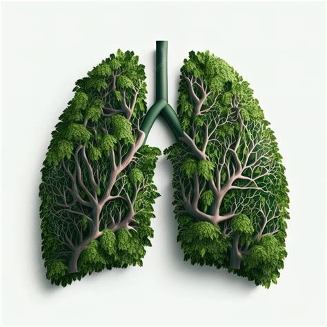 Premium Photo | Human lungs made of tree green leaves and roots Ecological product design