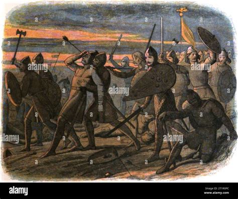 The death of Harold Godwinson at the Battle of Hastings Stock Photo - Alamy