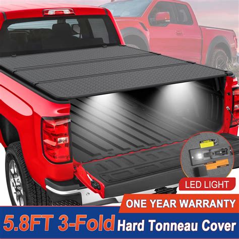 MOSTPLUS 5.8FT 3-Fold Hard Truck Bed Tonneau Cover For 2014-18 Chevy ...