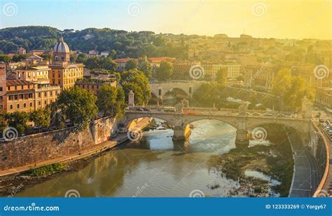 View on the Tiber River and Bridges Editorial Stock Image - Image of ...