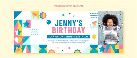 Premium Vector | Flat design mosaic birthday facebook cover