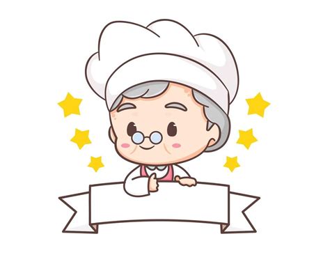 Cute grandmother chef cartoon. Grandma cooking logo vector art. People ...