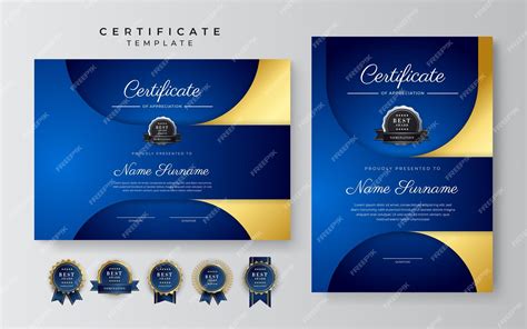 Blue Gold Certificate Achievement Template Set Stock - vrogue.co