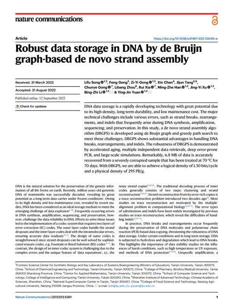 (PDF) Robust data storage in DNA by de Bruijn graph-based de novo ...