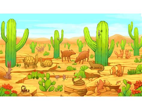 Desert ecosystem print Children's room artwork | Etsy