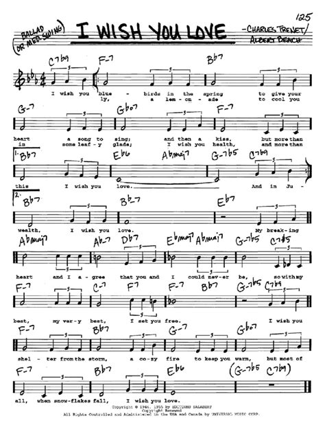 I Wish You Love by Gloria Lynne - Voice - Digital Sheet Music | Sheet Music Plus