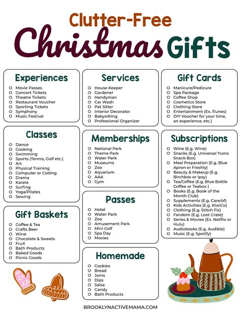 Clutter Free Christmas Gift Ideas - Free Printable Checklist