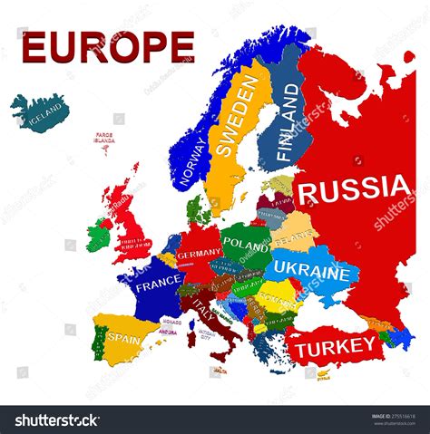 Europe Political Map Stock Vector 275516618 - Shutterstock