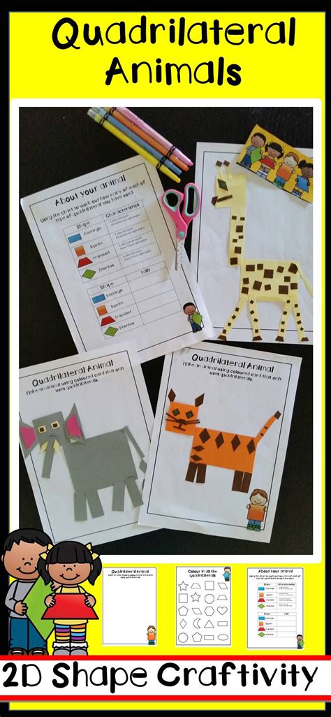 2D Shape Activities (Quadrilateral Animals Craftivity) | 2d shapes ...