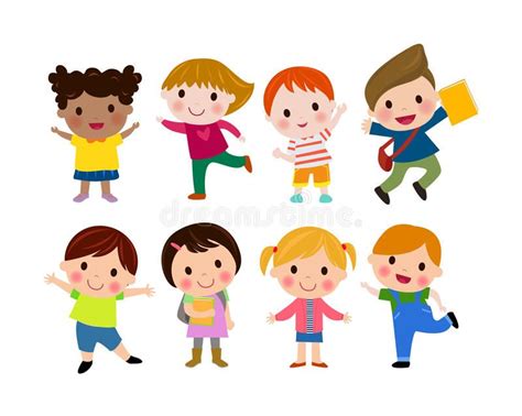 Kids Go To School, Back To School, Cute Cartoon Children, Happy ...