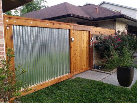 Rough Sawn Cedar & Galvanized Corrugated Metal Fence | Backyard fences ...