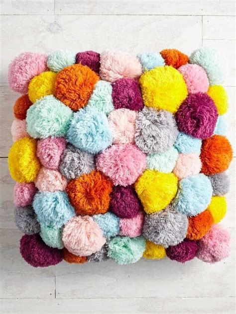 Multi Pom Pom Pillow | Pom pom crafts, Pom pom pillows, Diy throw pillows