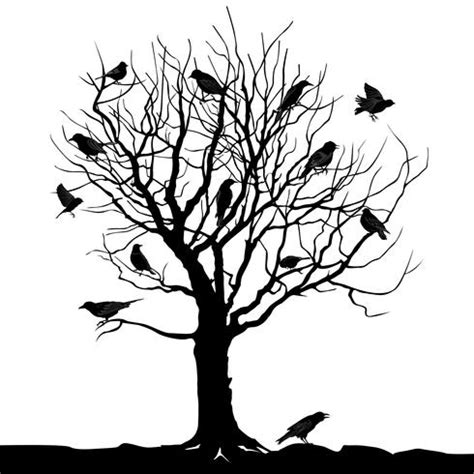 Birds over tree. Forest landscape. Wild nature silhouette 511705 Vector ...