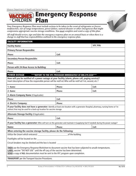 Missouri Emergency Response Plan Form - Fill Out, Sign Online and Download PDF | Templateroller