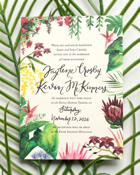 Illustrated Tropical Hawaiian Wedding Invitations