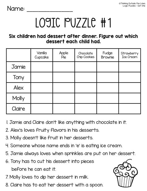 Logic Puzzles For 2Nd Graders