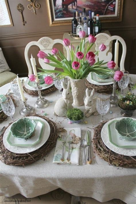 large-bouquet-of-tulips-white-green-cabbage-like-plates-candles-easter ...