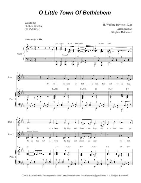 O Little Town Of Bethlehem (2-part choir) (arr. Stephen DeCesare) Sheet ...