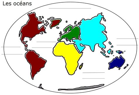 Carte du monde avec les océans à compléter | Carte du monde, Carte du monde enfant, Carte ...