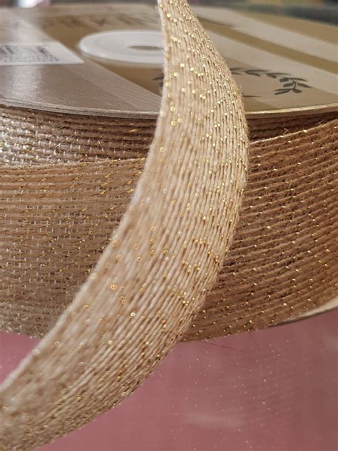 Jute Ribbon with Gold 38mm | A Stitch in Time