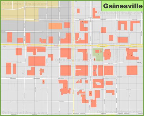 Detailed Map of Downtown Gainesville - Ontheworldmap.com