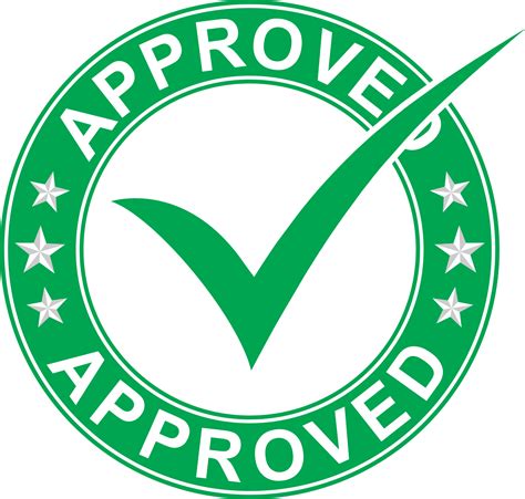 Approved sign with checkmark symbol icon label stamp green round design ...