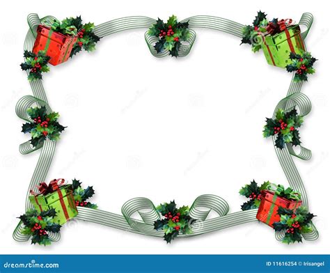 Christmas Border Ribbons Holly Presents Stock Images - Image: 11616254