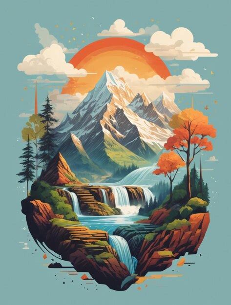 Premium AI Image | Minimalist Mountain Vector Illustration for Tshirt Design