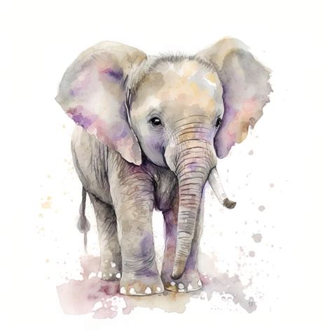 Premium Photo | A watercolor painting of a baby elephant.