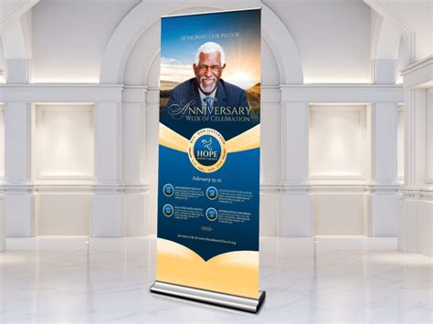 Blue Pastor Anniversary Banner Canva Template » Godserv Designs