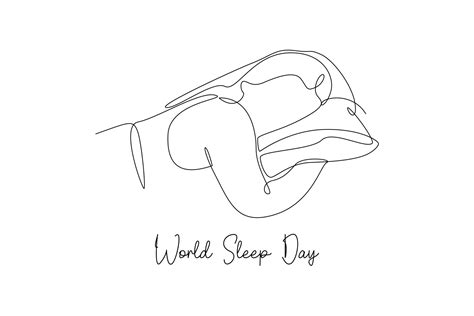 Continuous one line drawing World sleep day concept. Doodle vector ...