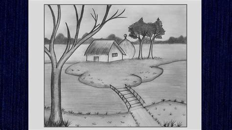 Village Scenery Drawing Tutorial | Easy Drawing with Pencil | Landscape ...