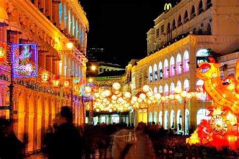 Senado square night editorial stock image. Image of macao - 53237084